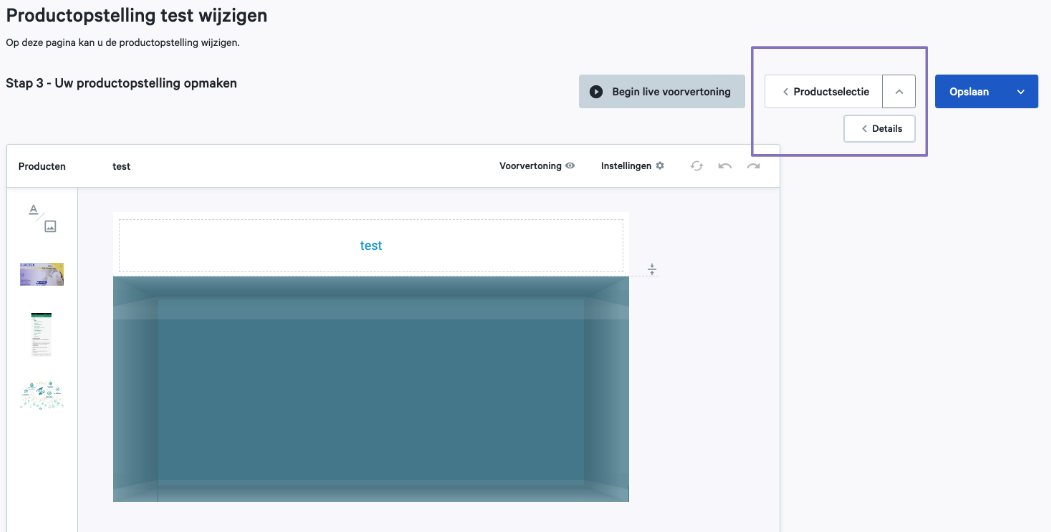Detail productselectie