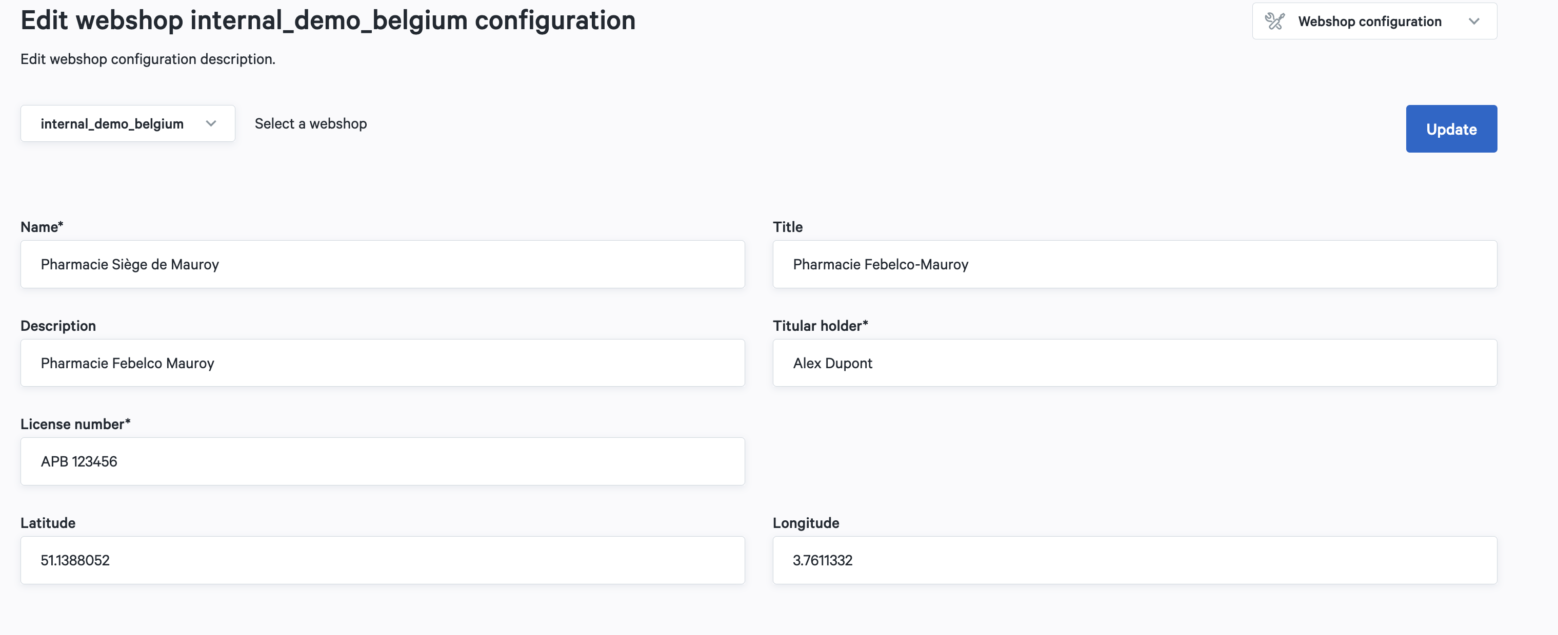 Webshop configurations