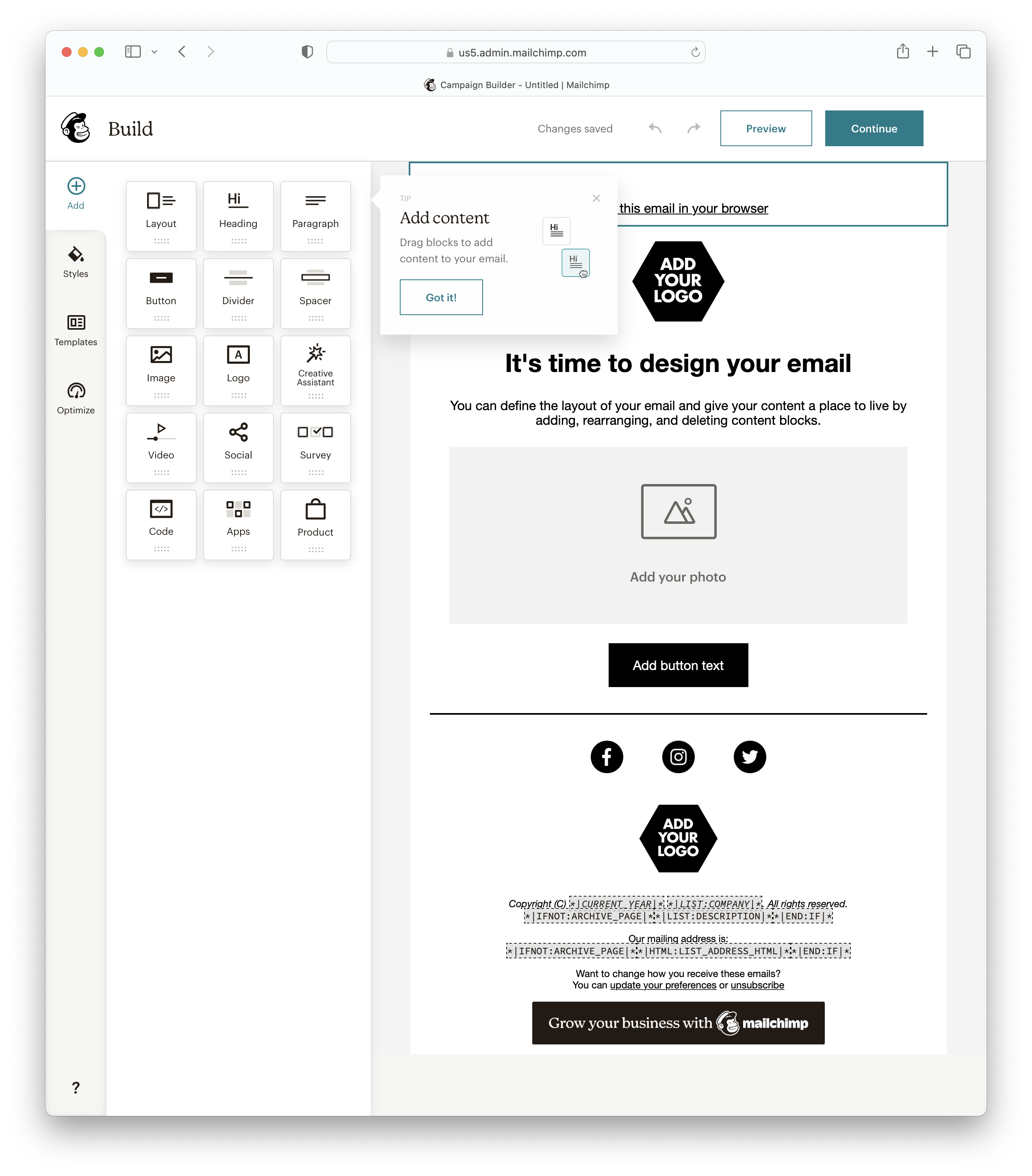 mailchimp interface